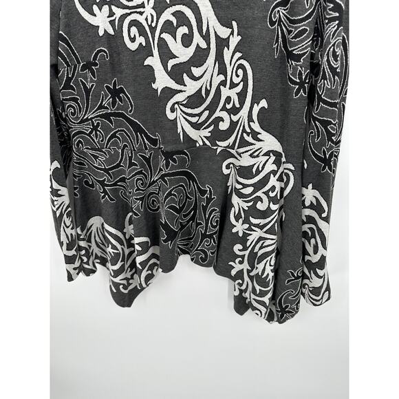 eci Womens Tunic Black White Artsy Asymmetrical Flowy Loose Top Sz XL - Picture 3 of 7
